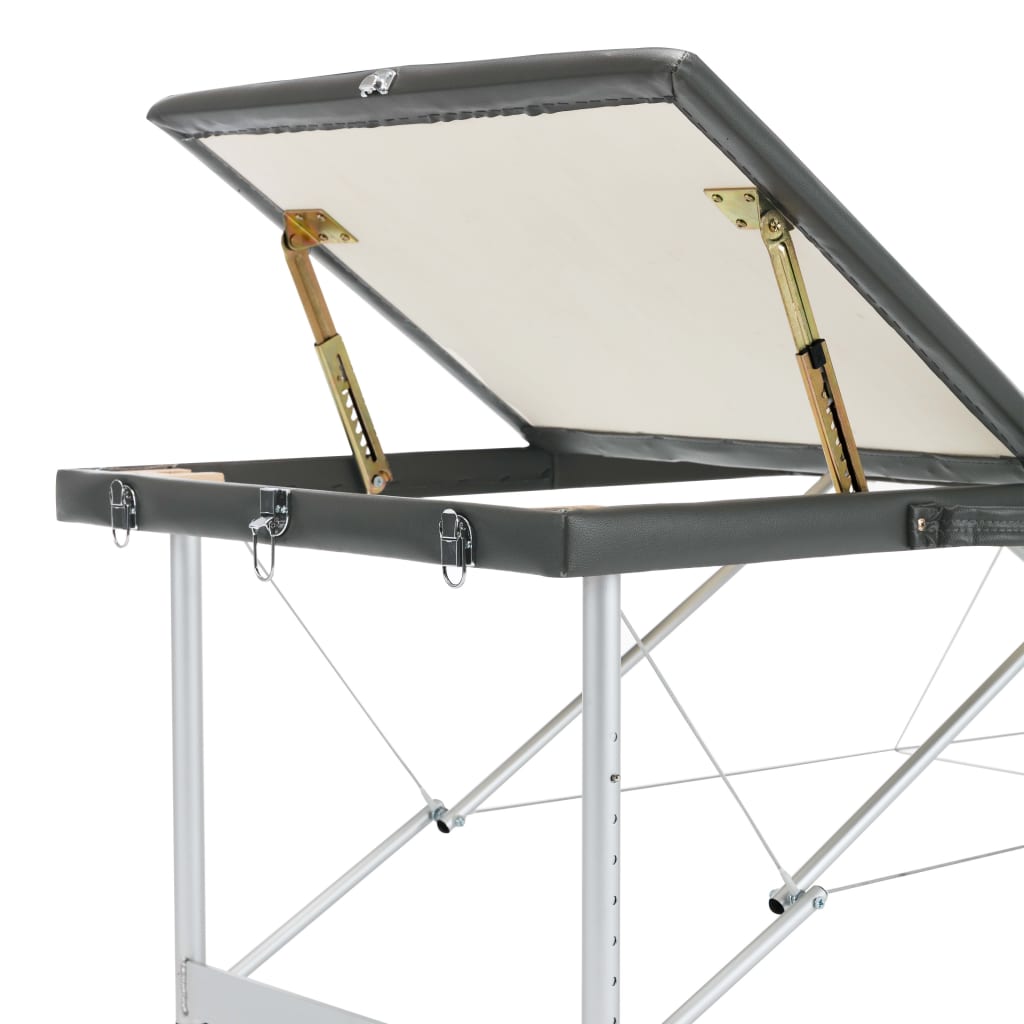 3-Zone Massage Table Aluminum Frame Anthracite 186×68 cm