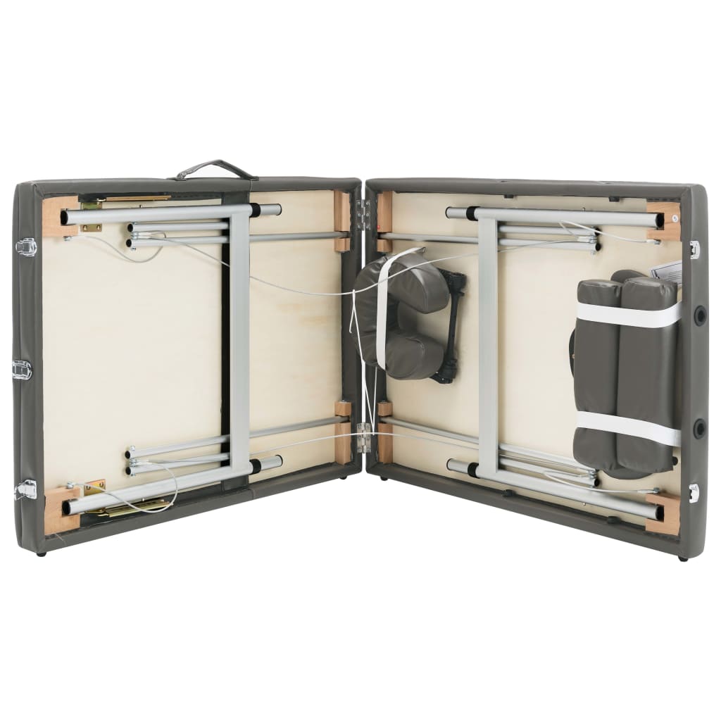 3-Zone Massage Table Aluminum Frame Anthracite 186×68 cm