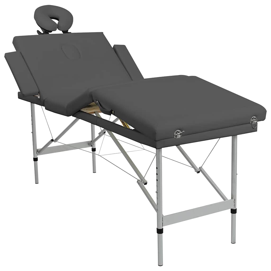 4-Zone Massage Table, Aluminum Frame, Anthracite, 186×68 cm