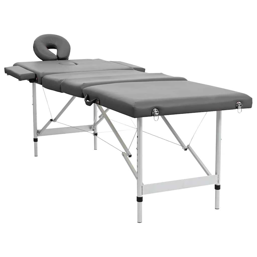 4-Zone Massage Table, Aluminum Frame, Anthracite, 186×68 cm