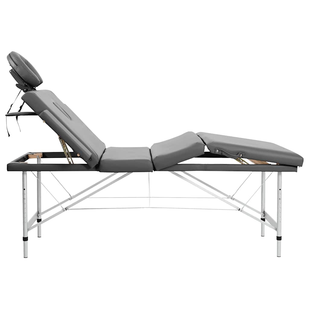 4-Zone Massage Table, Aluminum Frame, Anthracite, 186×68 cm