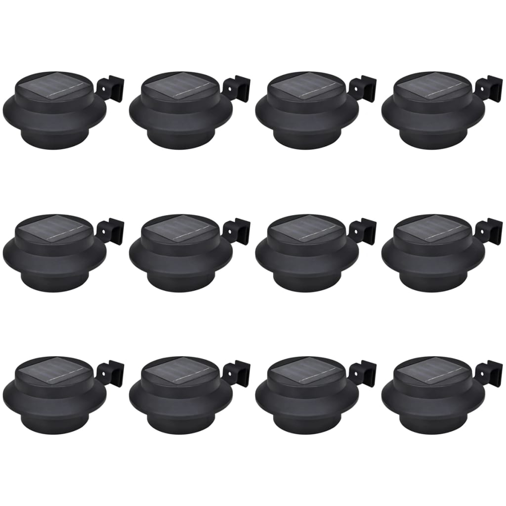 Solar Outdoor Fence Lights 12 Pcs LED Black