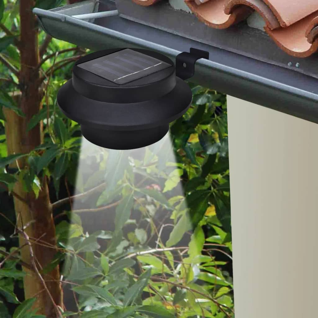 Solar Outdoor Fence Lights 12 Pcs LED Black