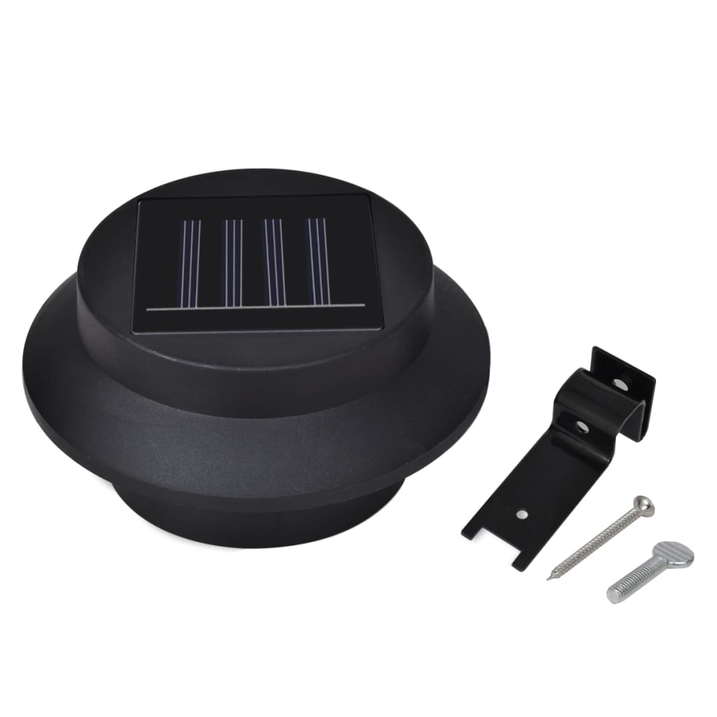 Solar Outdoor Fence Lights 12 Pcs LED Black