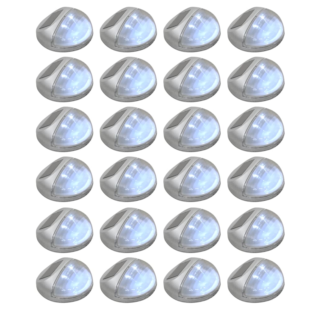 Solar Outdoor Wall Lights LED 24 pcs. Round Silver