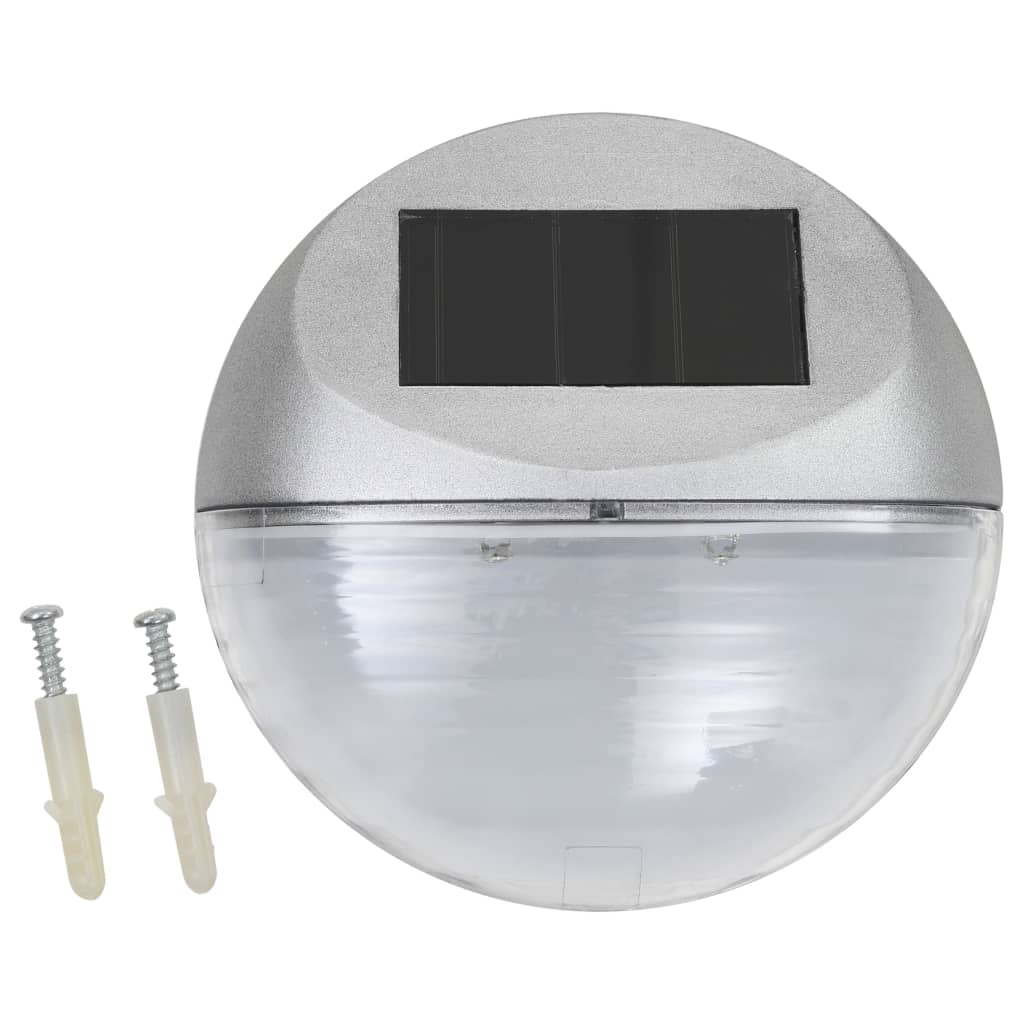 Solar Outdoor Wall Lights LED 24 pcs. Round Silver