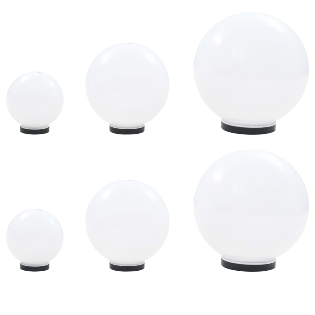 6-Piece LED Garden Light Set Spherical 20/30/40 cm PMMA