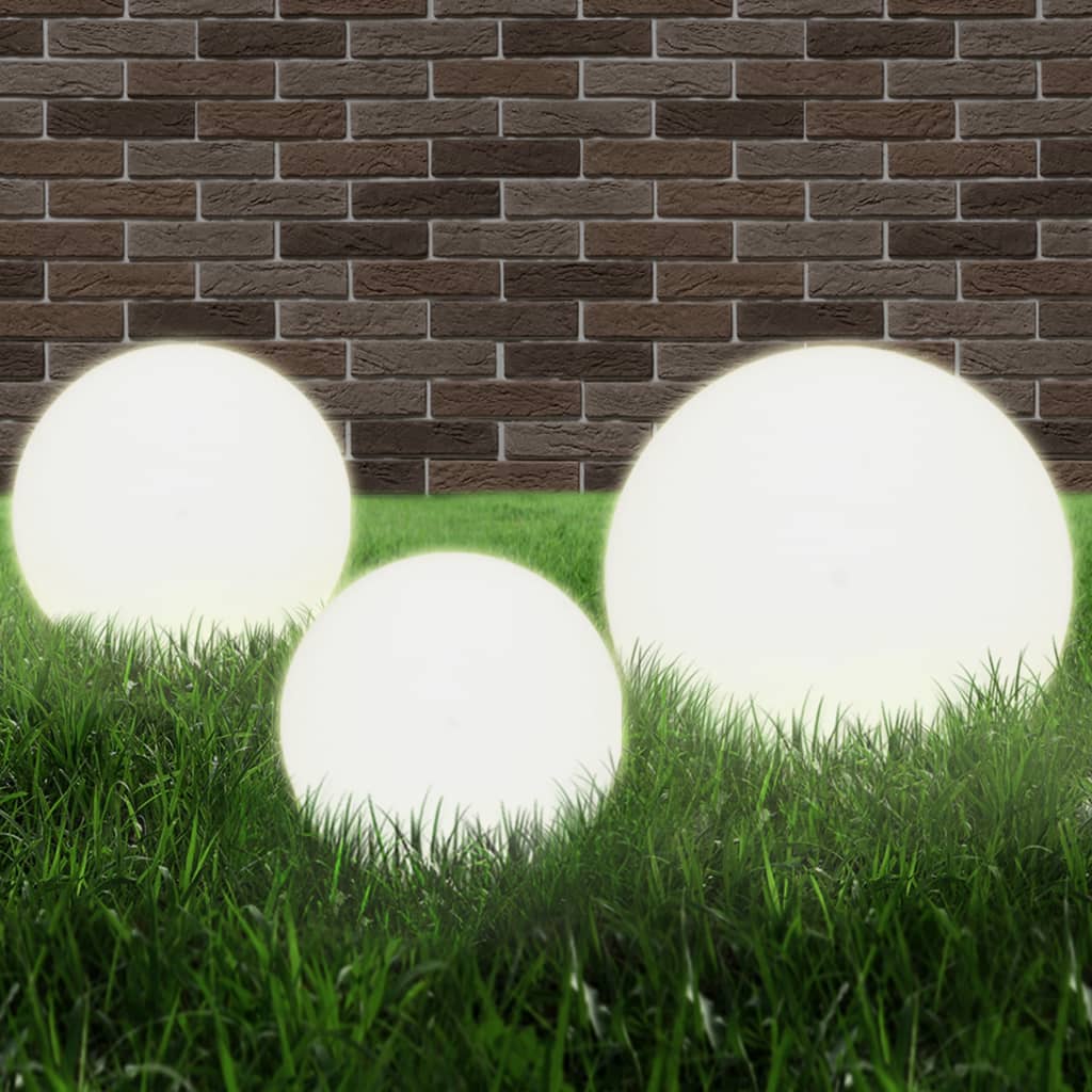 6-Piece LED Garden Light Set Spherical 20/30/40 cm PMMA
