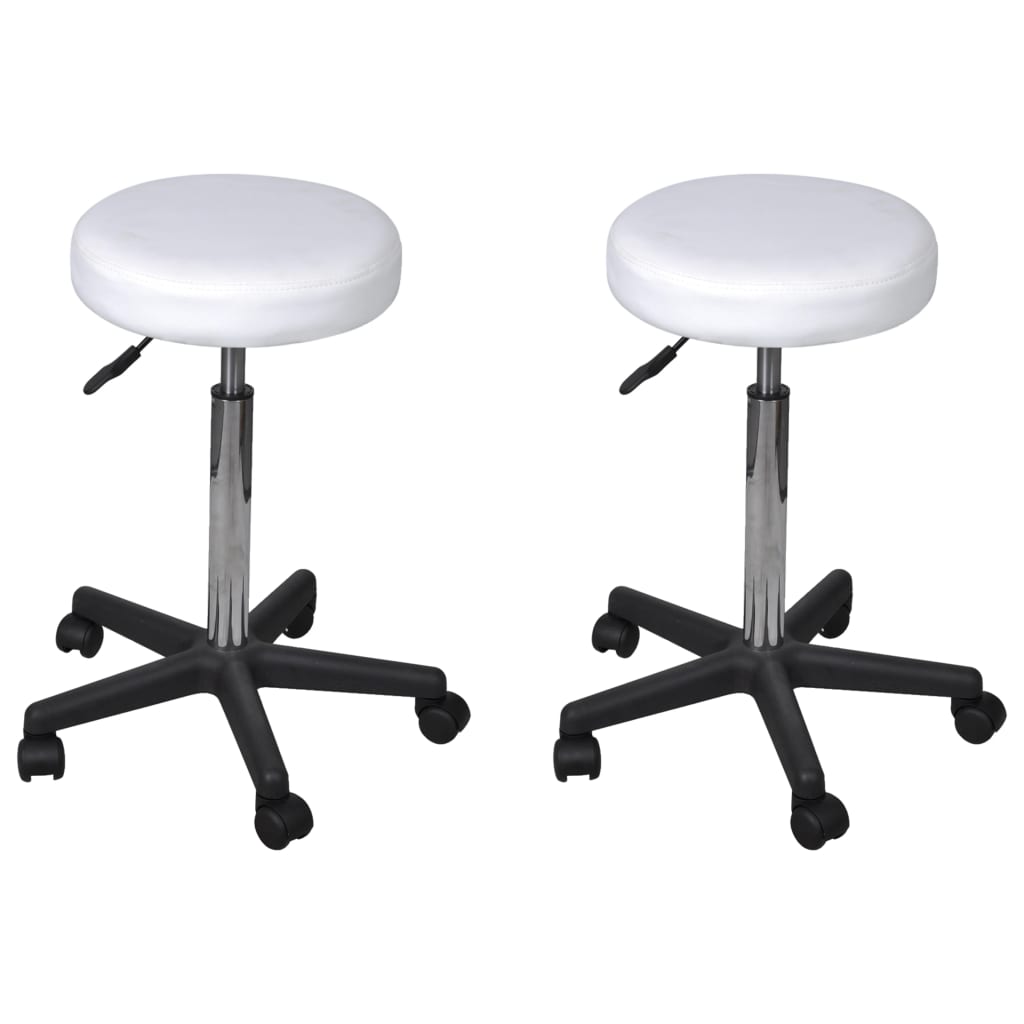 Office Stools 2 pcs. White 35.5x84 cm Faux Leather