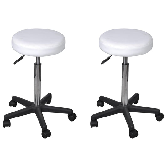 Office Stools 2 pcs. White 35.5x84 cm Faux Leather