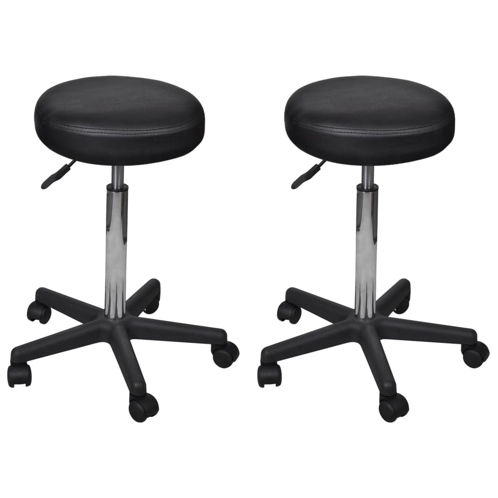 Office Stools 2 pcs. Black 35.5x84 cm Faux Leather