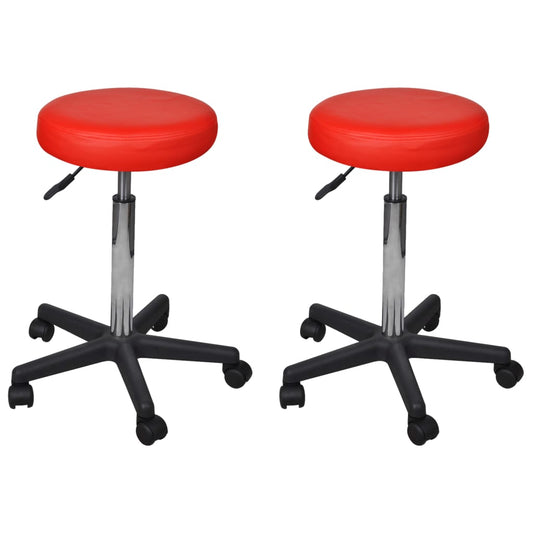 Office Stools 2 pcs. Red 35.5x84 cm Faux Leather
