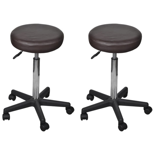 Office Stools 2 pcs. Brown 35.5x84 cm Faux Leather