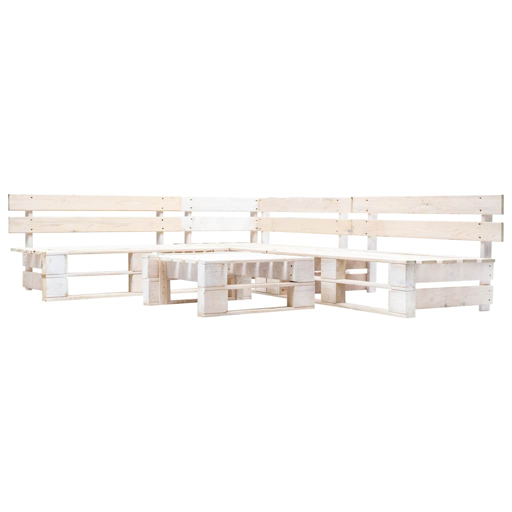 4-tlg. Paletten-Lounge-Set Holz Weiß