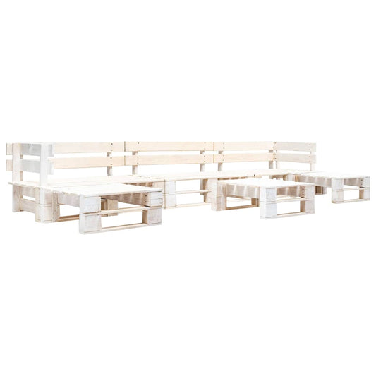 6-tlg. Paletten-Lounge-Set Holz Weiß
