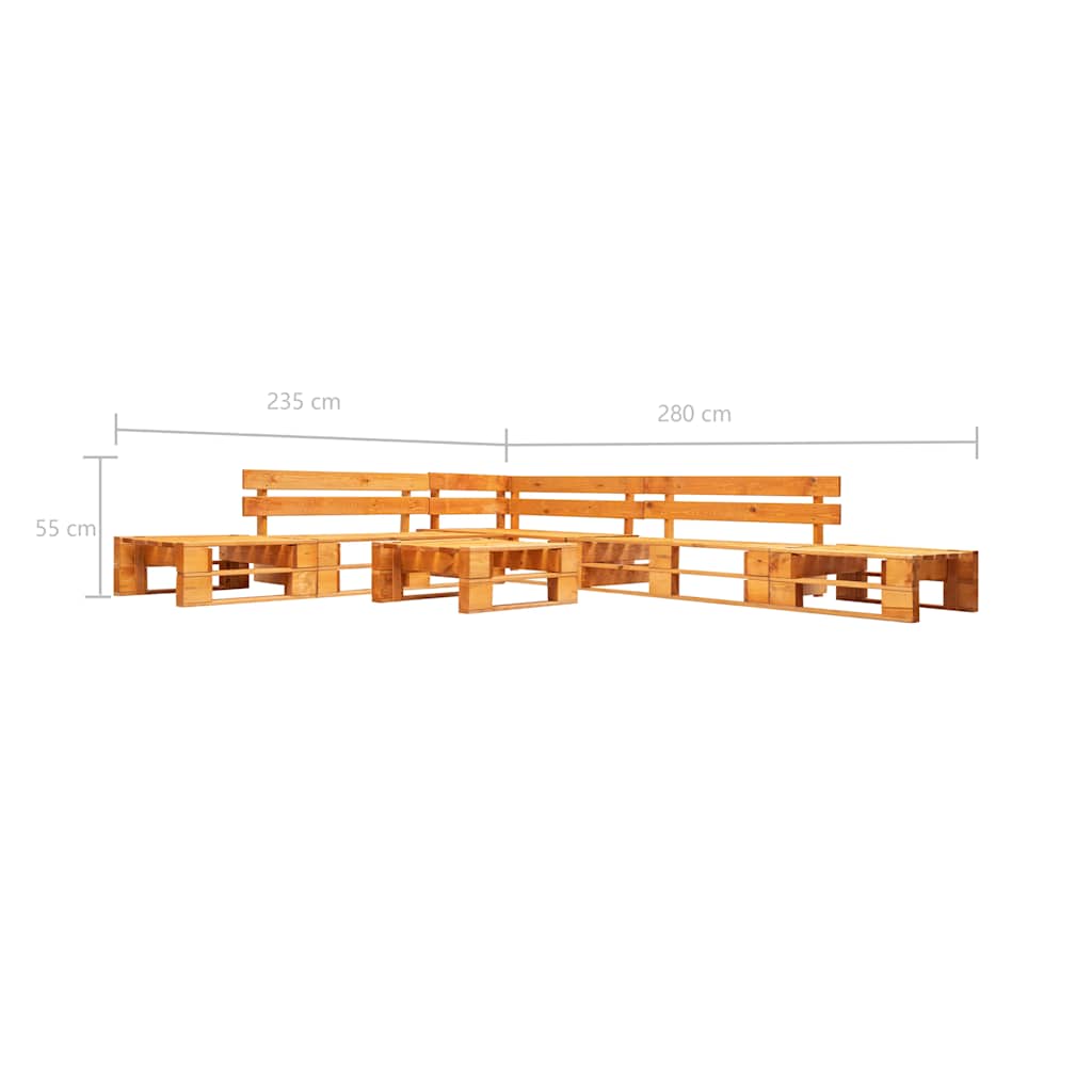 6-tlg. Garten-Lounge-Set aus Paletten Holz Honigbraun