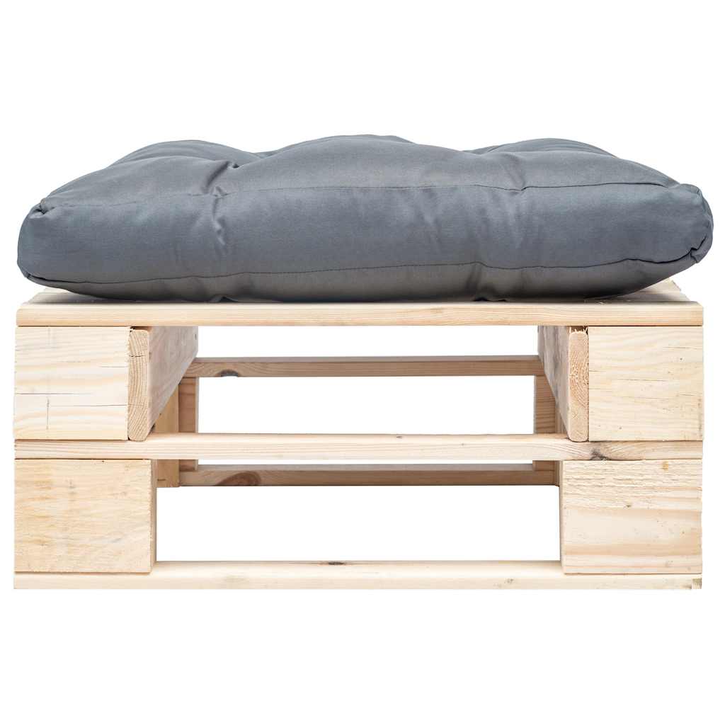 Garten-Palettenhocker mit Kissen in Grau Holz Natur