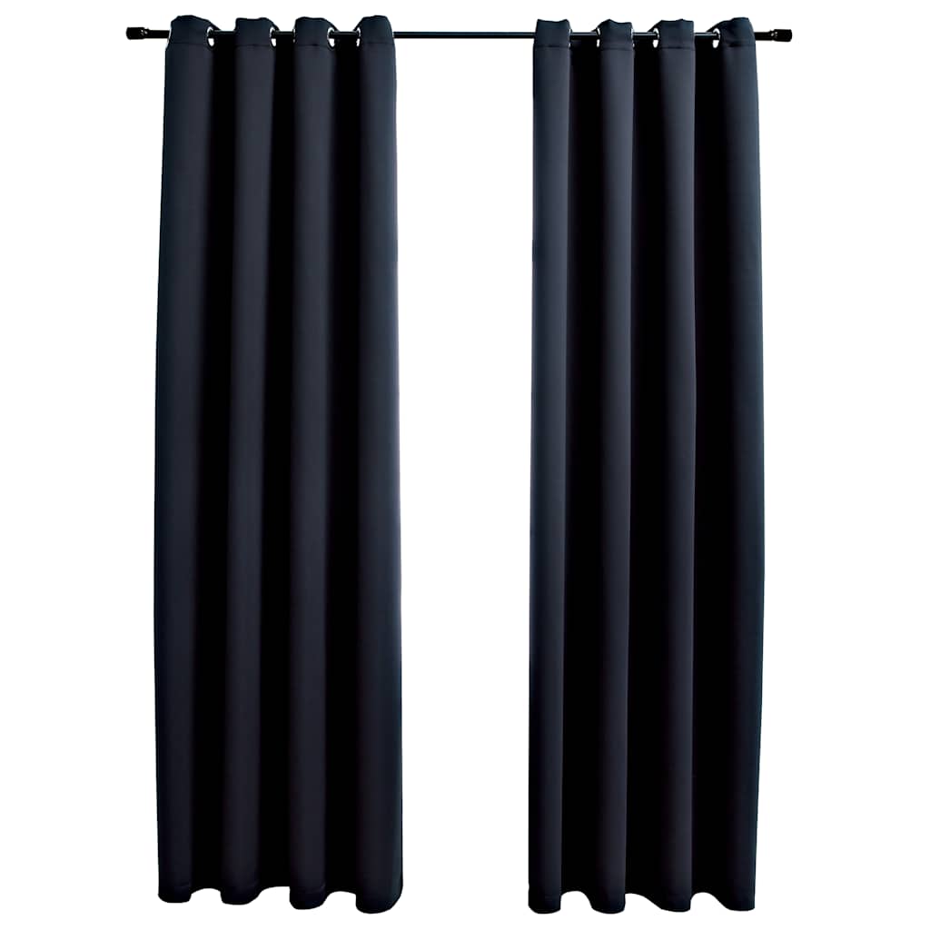 Blackout Curtains with Metal Eyelets 2 Pcs. Black 140x225 cm