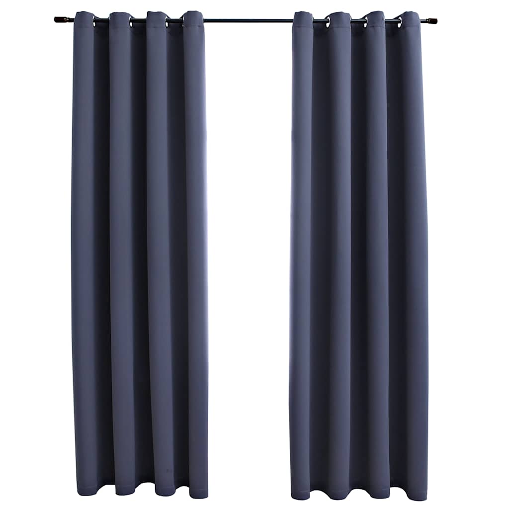 Paire de rideaux occultants à œillets métalliques Anthracite 140x175cm