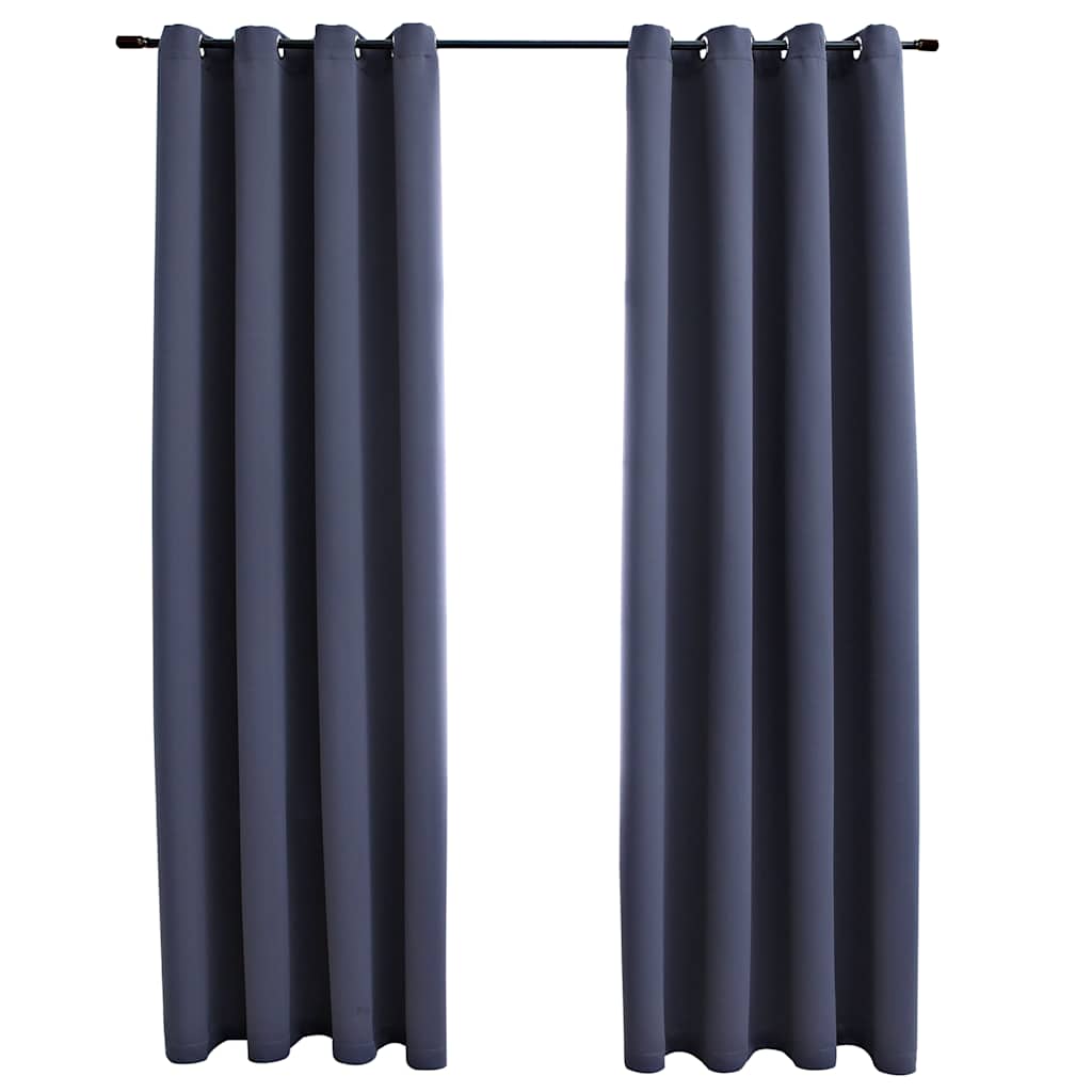 Blackout Curtains with Metal Eyelets 2 pcs. Anthracite 140x245cm