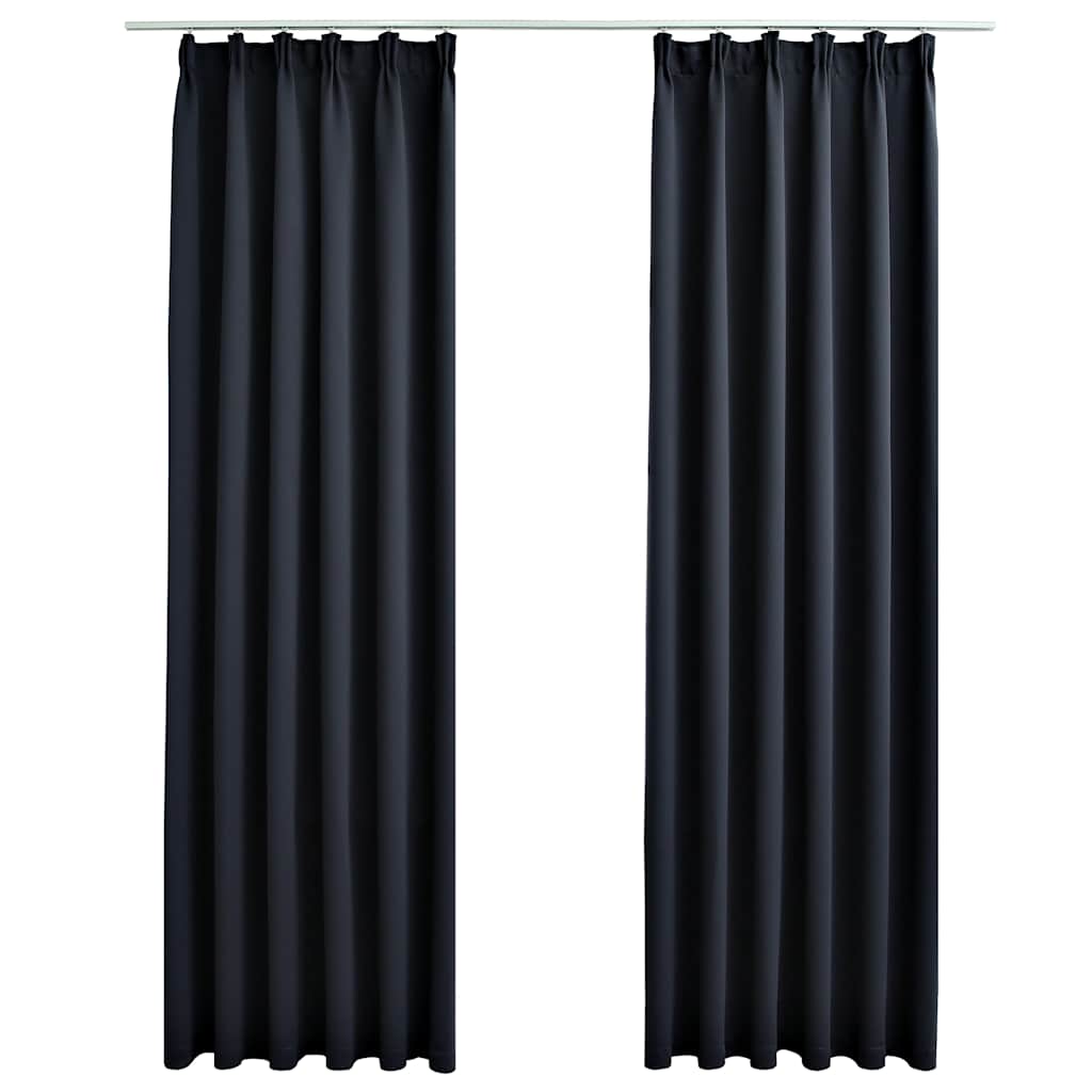 Rideaux occultants à crochets 2 pcs. Anthracite 140x175cm