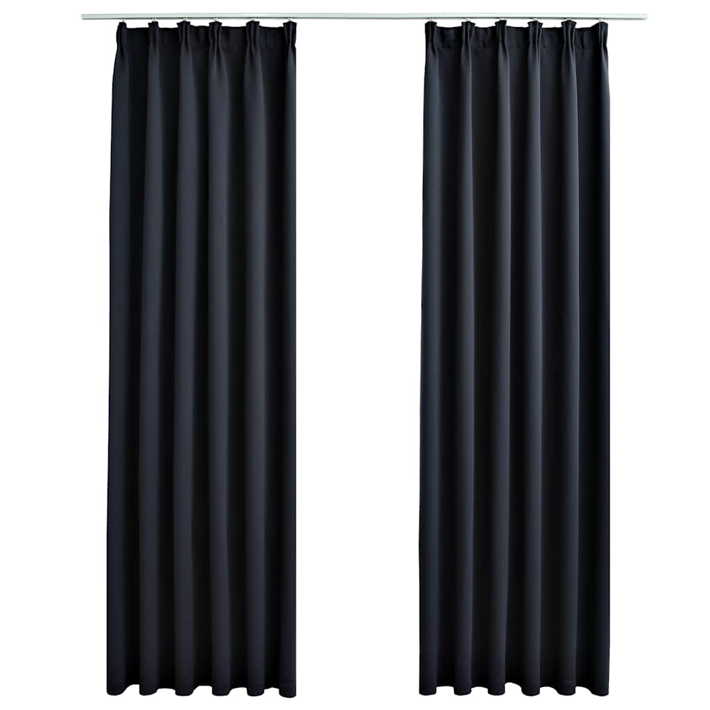 Rideaux occultants à crochets 2 p. Anthracite 140x225cm