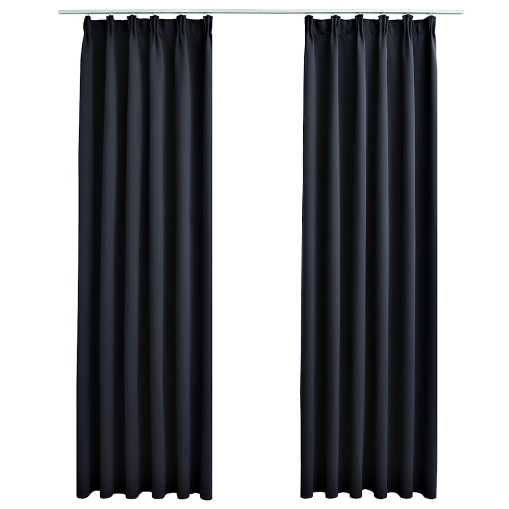 Rideaux occultants avec crochets 2 pcs Anthracite 140x245cm