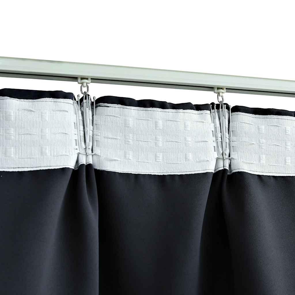 Rideaux occultants avec crochets 2 pcs Anthracite 140x245cm