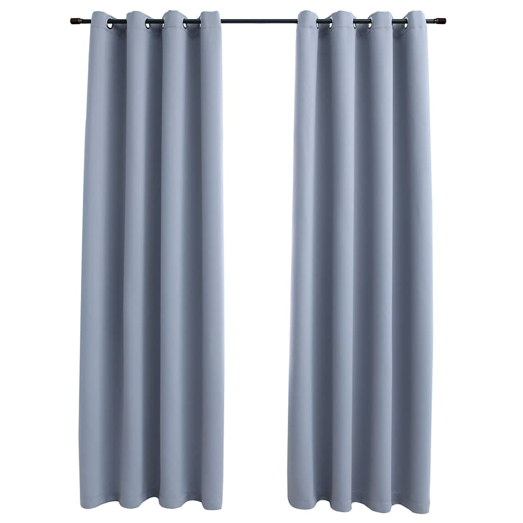 Rideaux occultants à œillets métalliques 2 pièces Gris 140x245cm