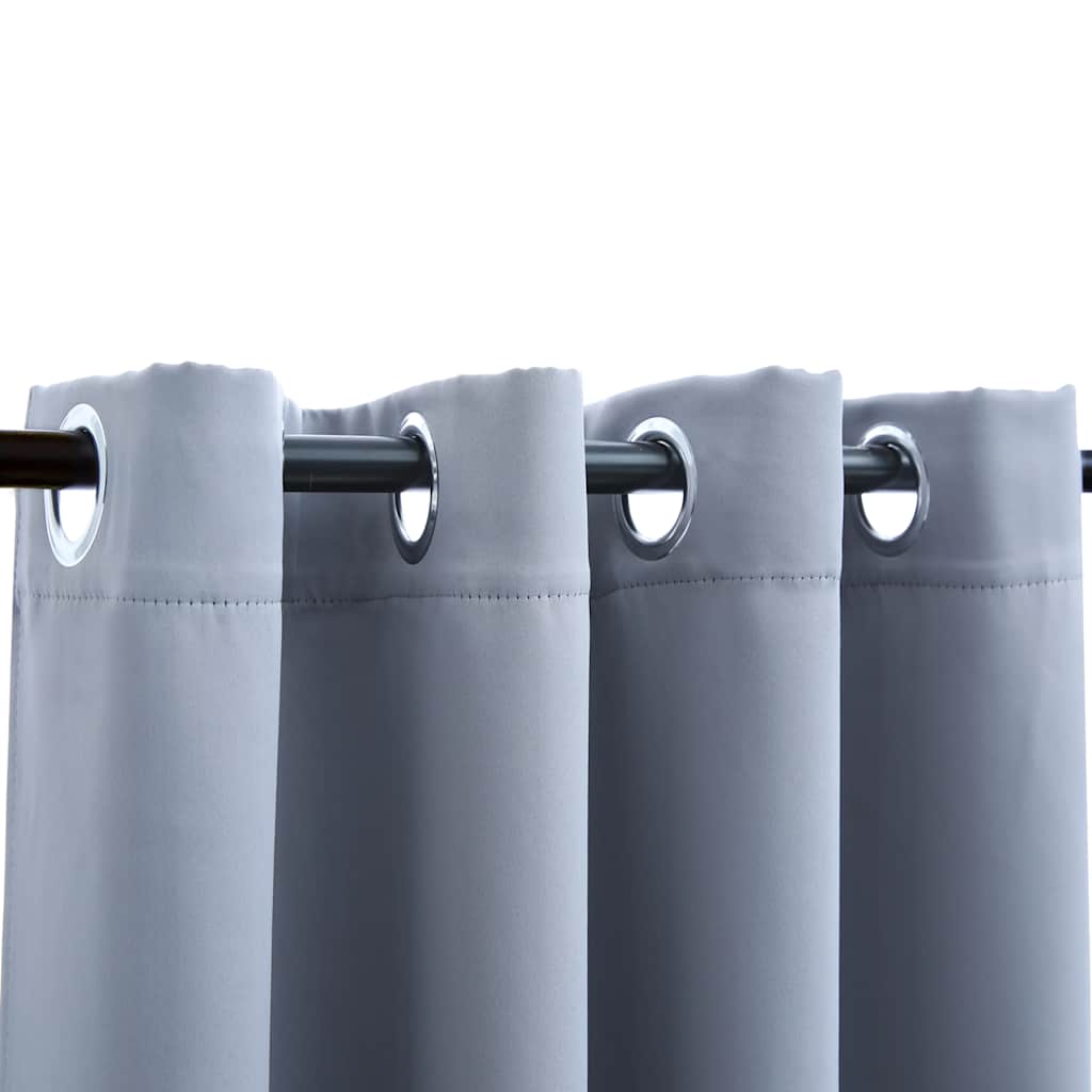 Rideaux occultants à œillets métalliques 2 pièces Gris 140x245cm