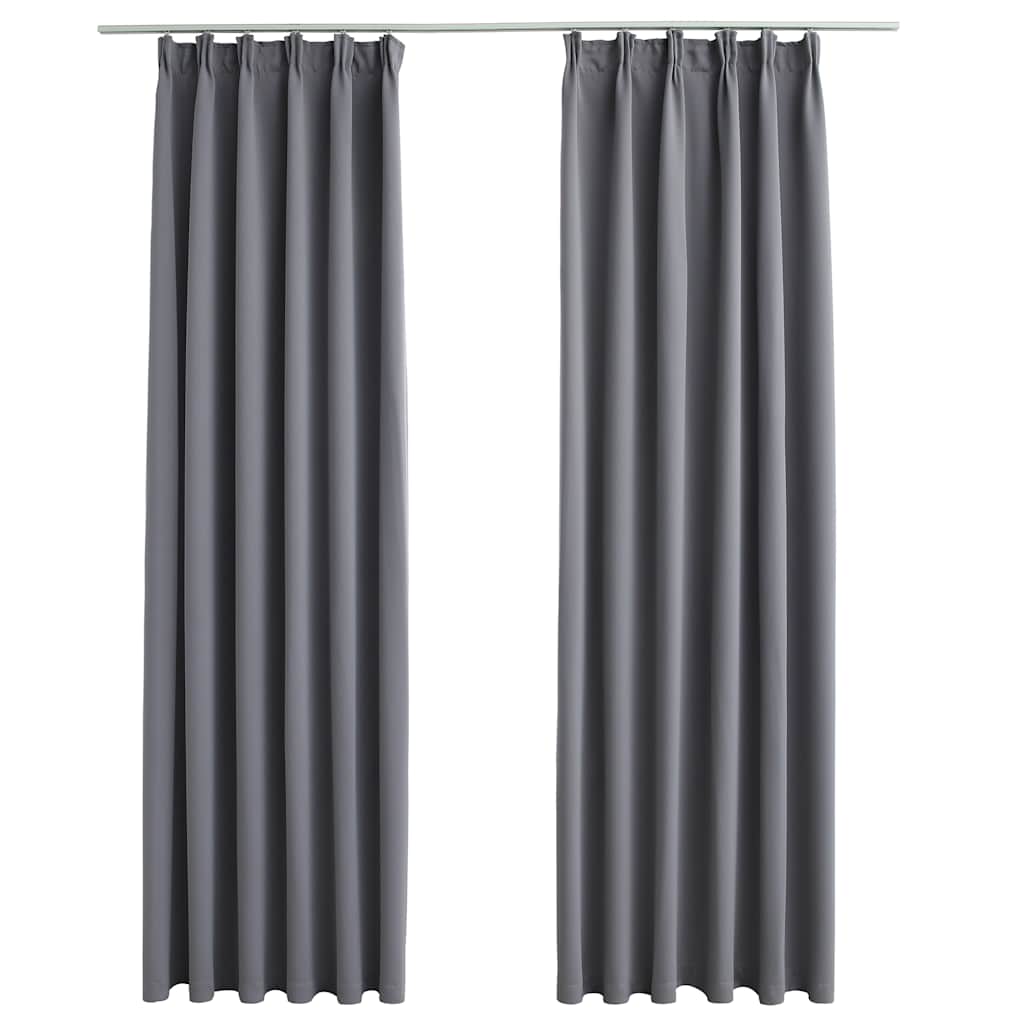 Rideaux occultants avec crochets 2 pcs Gris 140x175cm