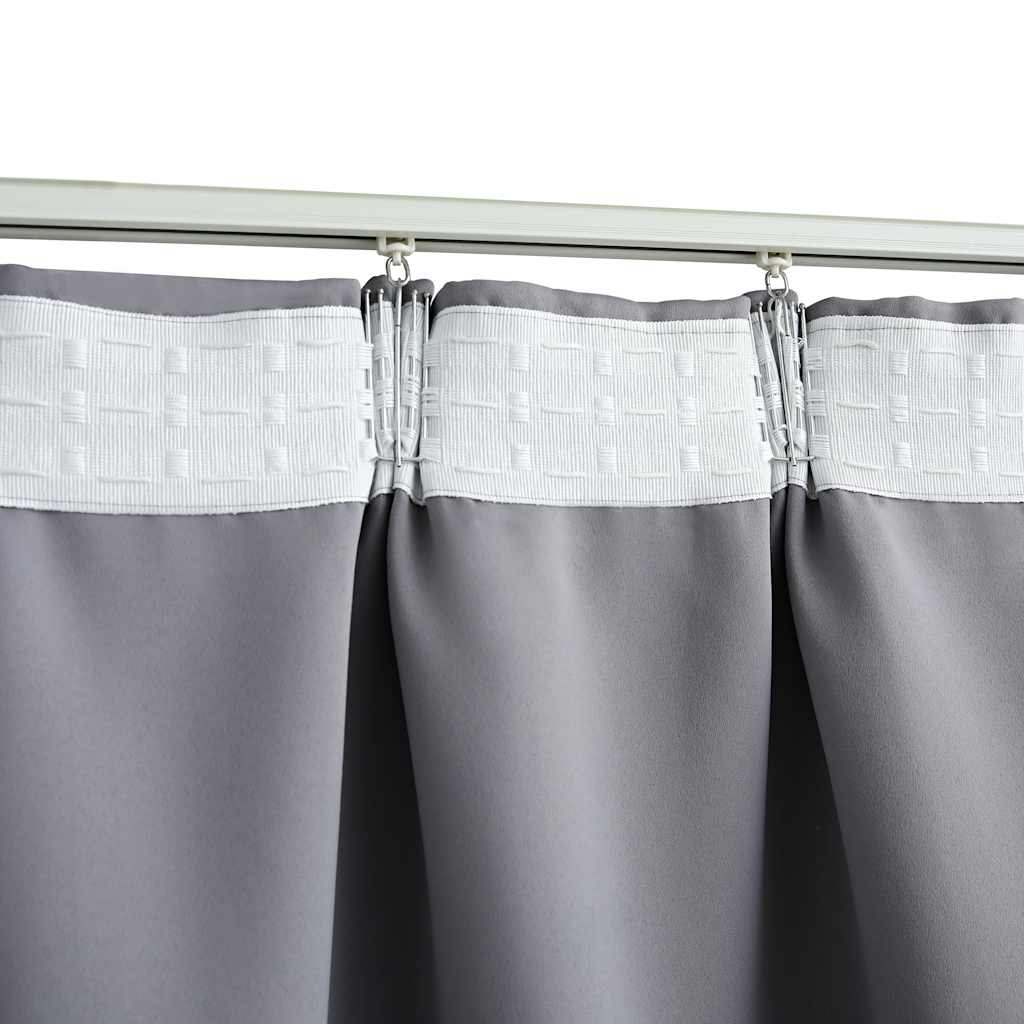 Rideaux occultants avec crochets 2 pcs Gris 140x175cm