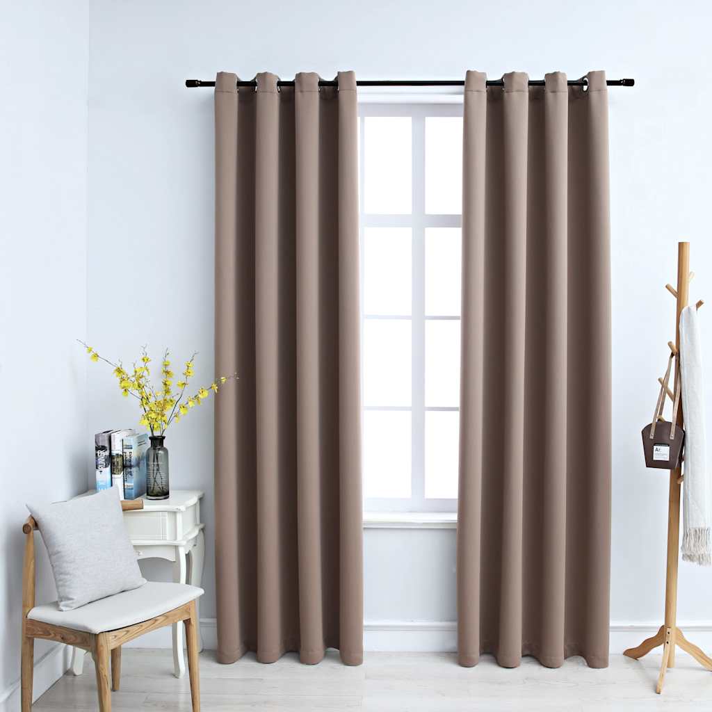 Rideaux occultants à œillets métalliques 2 pcs Taupe 140x245cm
