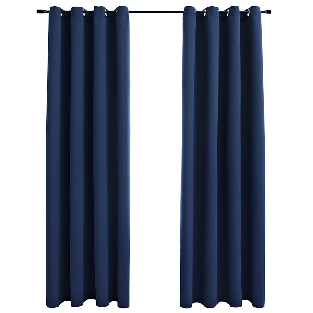 Blackout Curtains with Metal Eyelets 2 pc. Blue 140x175 cm