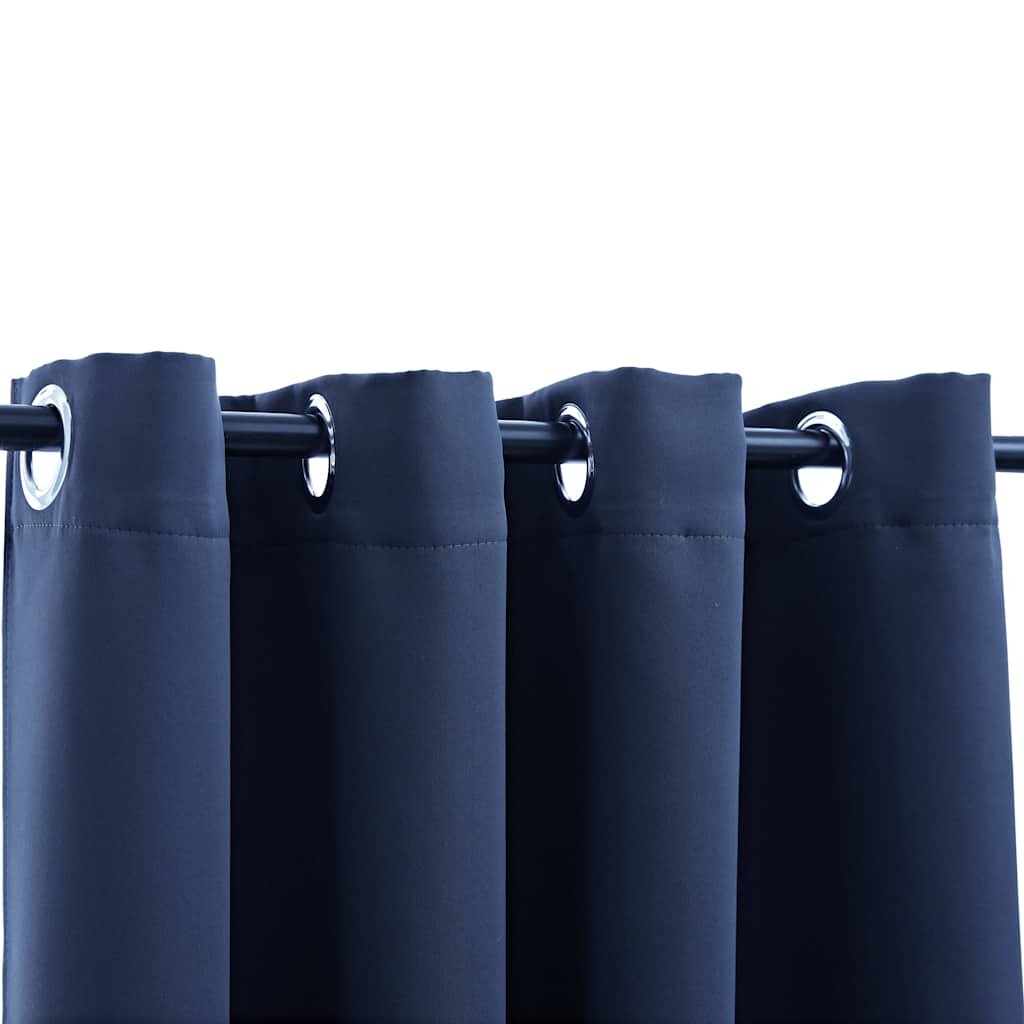 Blackout Curtains with Metal Eyelets 2 pc. Blue 140x175 cm