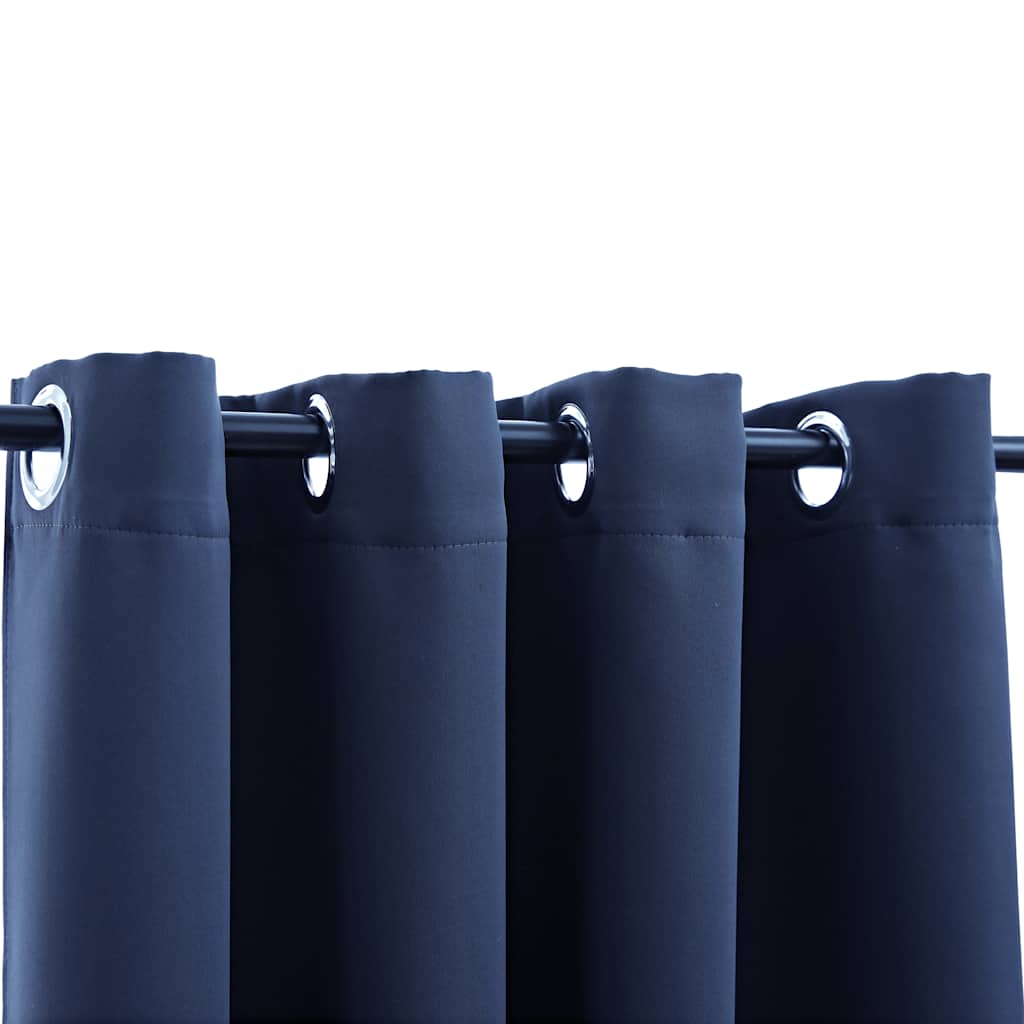 Rideaux occultants avec œillets métalliques 2 pcs Bleu 140x225cm