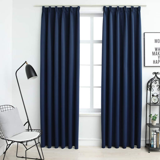 Rideaux occultants avec crochets 2 pcs. Bleu 140x245cm