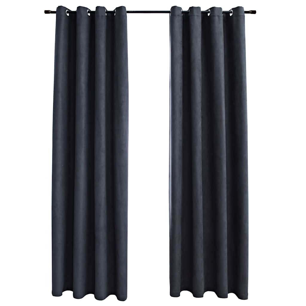 Paire de rideaux occultants à œillets métalliques Anthracite 140x175cm