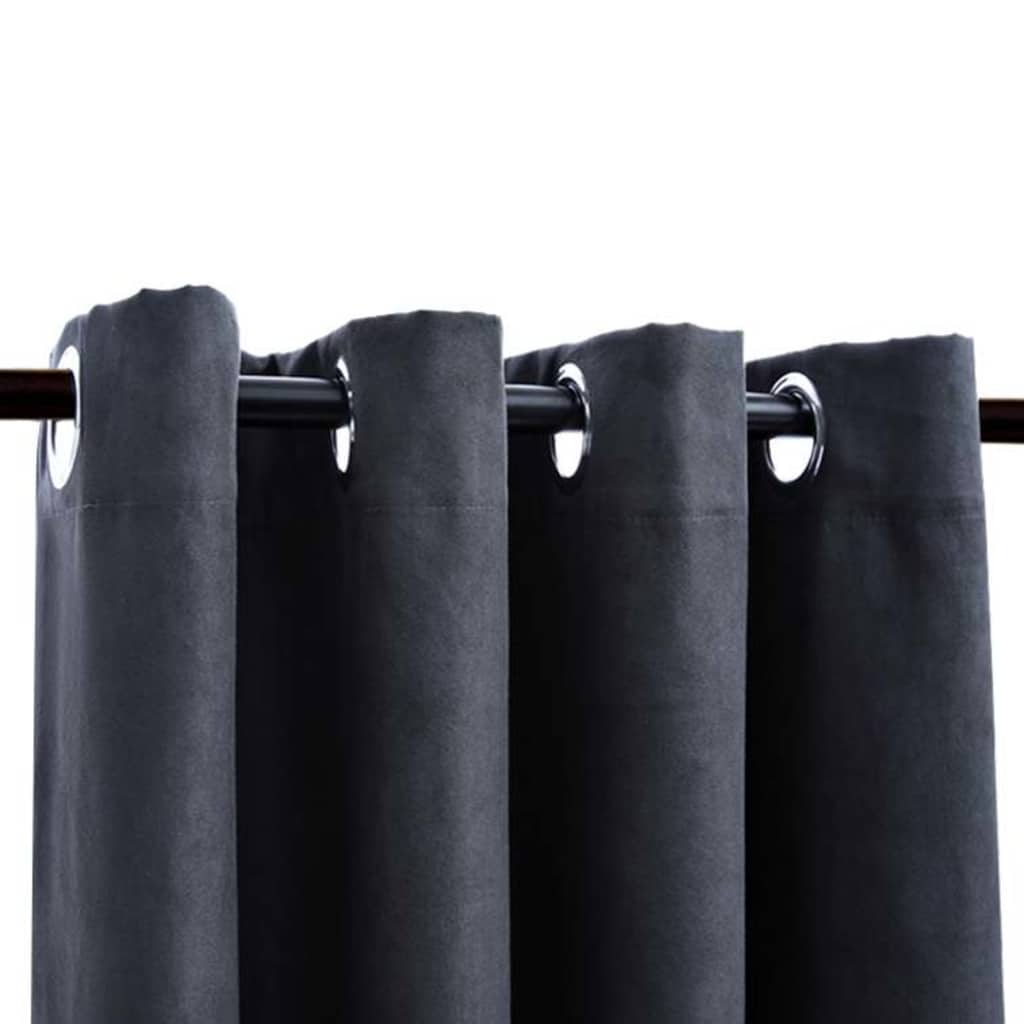 Paire de rideaux occultants à œillets métalliques Anthracite 140x175cm