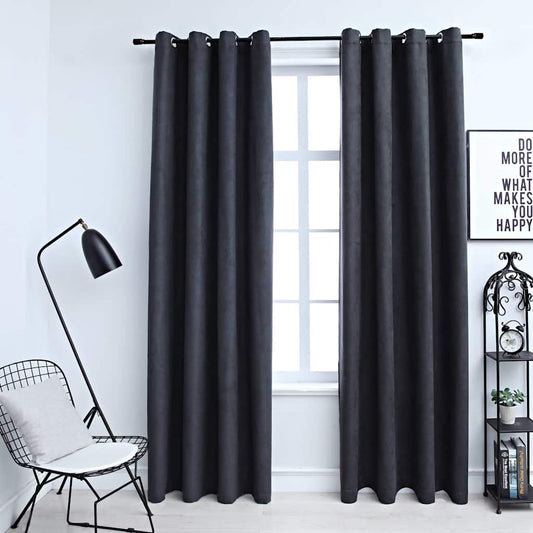 Rideaux occultants à œillets métalliques 2 pièces Anthracite 140x225cm