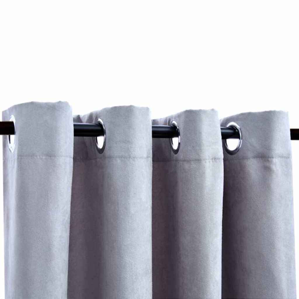 Blackout Curtains with Metal Eyelets, 2 pcs, Grey, 140x245cm