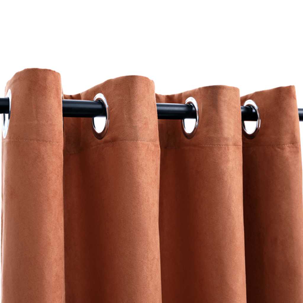 Blackout Curtains with Metal Eyelets, 2 pcs, Rust Brown, 140x175 cm