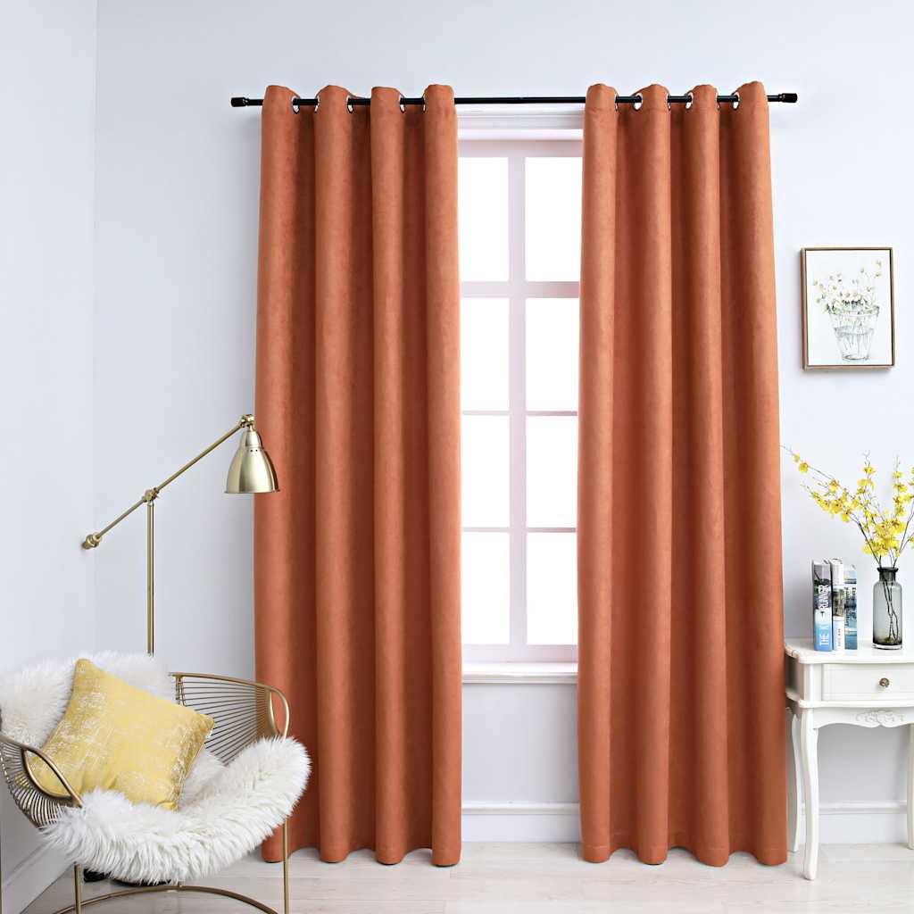Blackout Curtains with Metal Eyelets 2 pcs. Rust Brown 140x225cm
