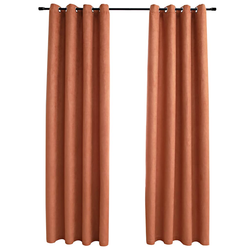 Blackout Curtains with Metal Eyelets 2 pcs. Rust Brown 140x245 cm
