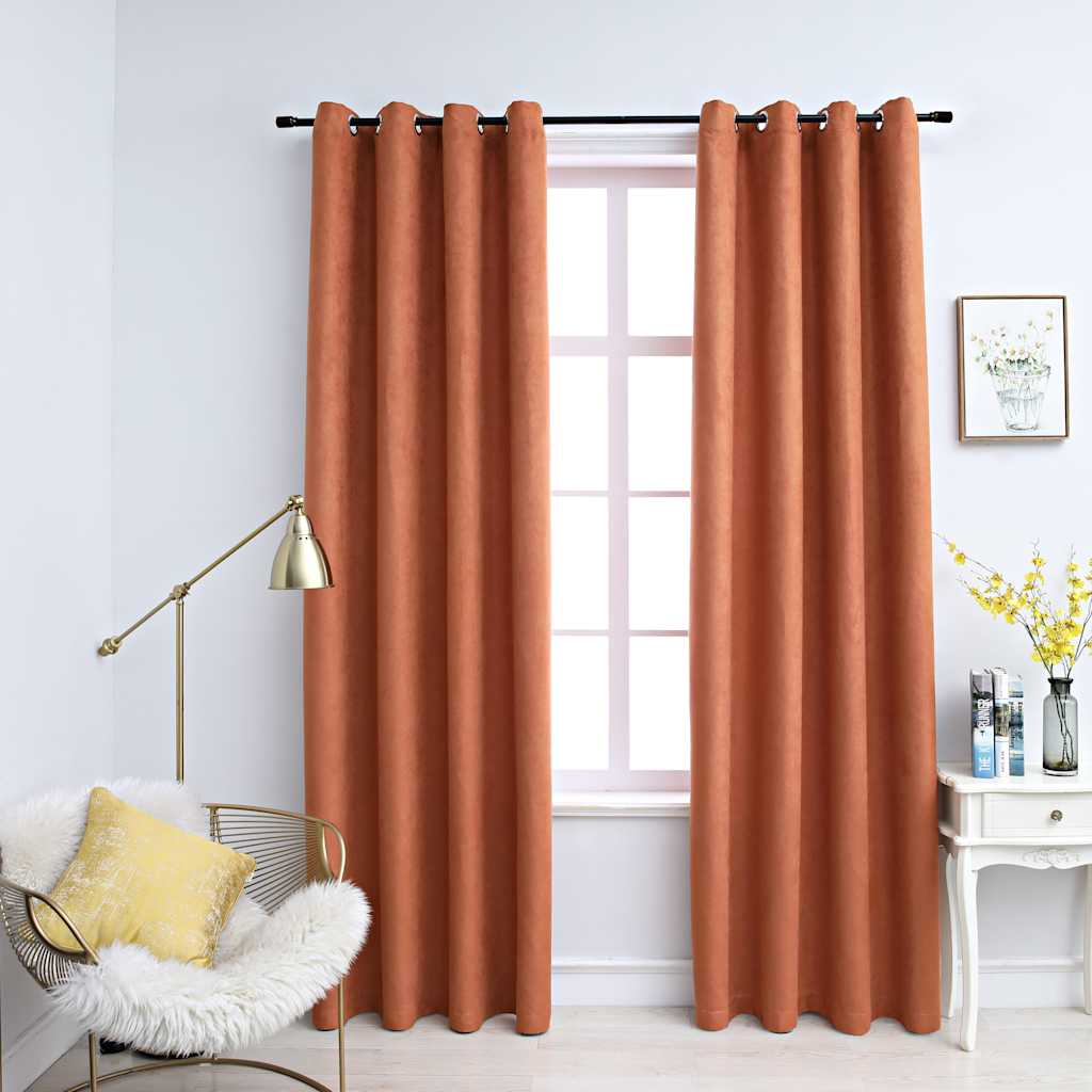 Blackout Curtains with Metal Eyelets 2 pcs. Rust Brown 140x245 cm
