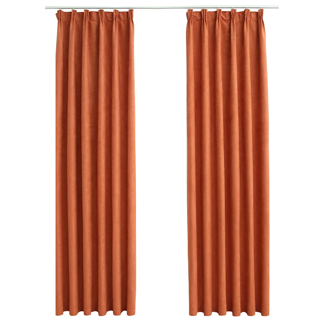 Blackout Curtains with Hooks 2 pc. Rust Brown 140x175 cm