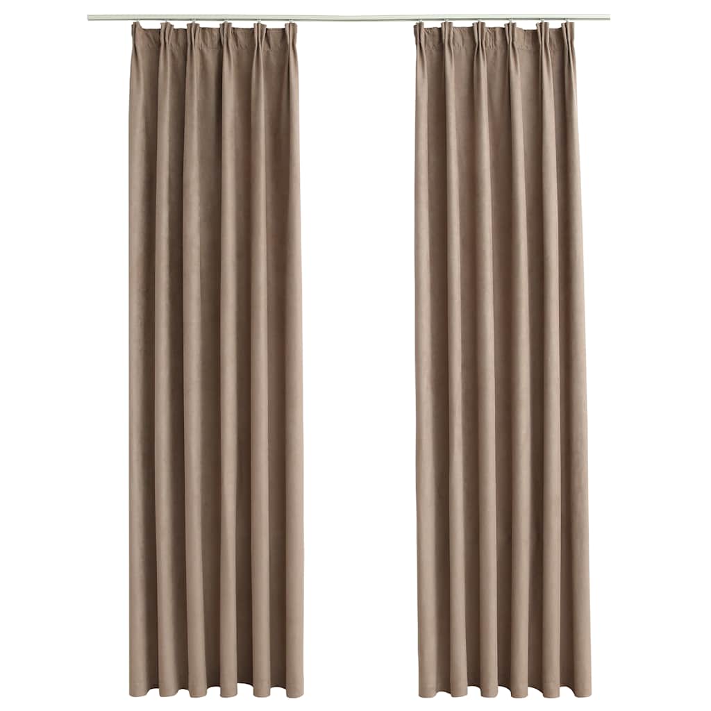 Blackout Curtains with Hooks 2 pc. Taupe 140x175 cm