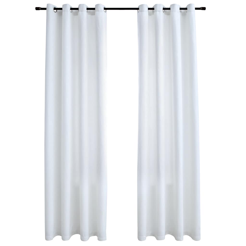 Blackout Curtains with Metal Eyelets 2 pcs. Grey-White 140x175 cm