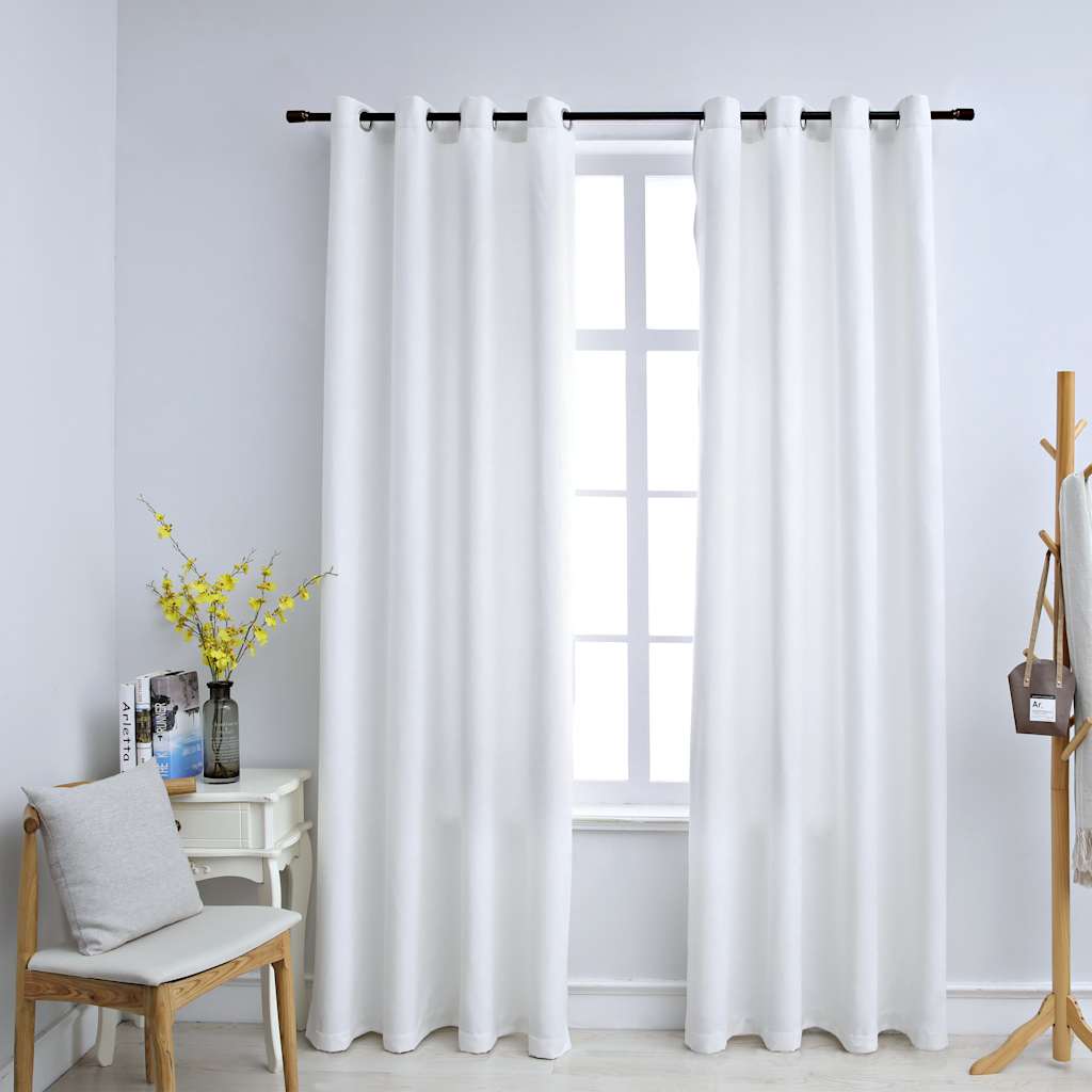Blackout Curtains with Metal Eyelets 2 pcs. Grey-White 140x175 cm