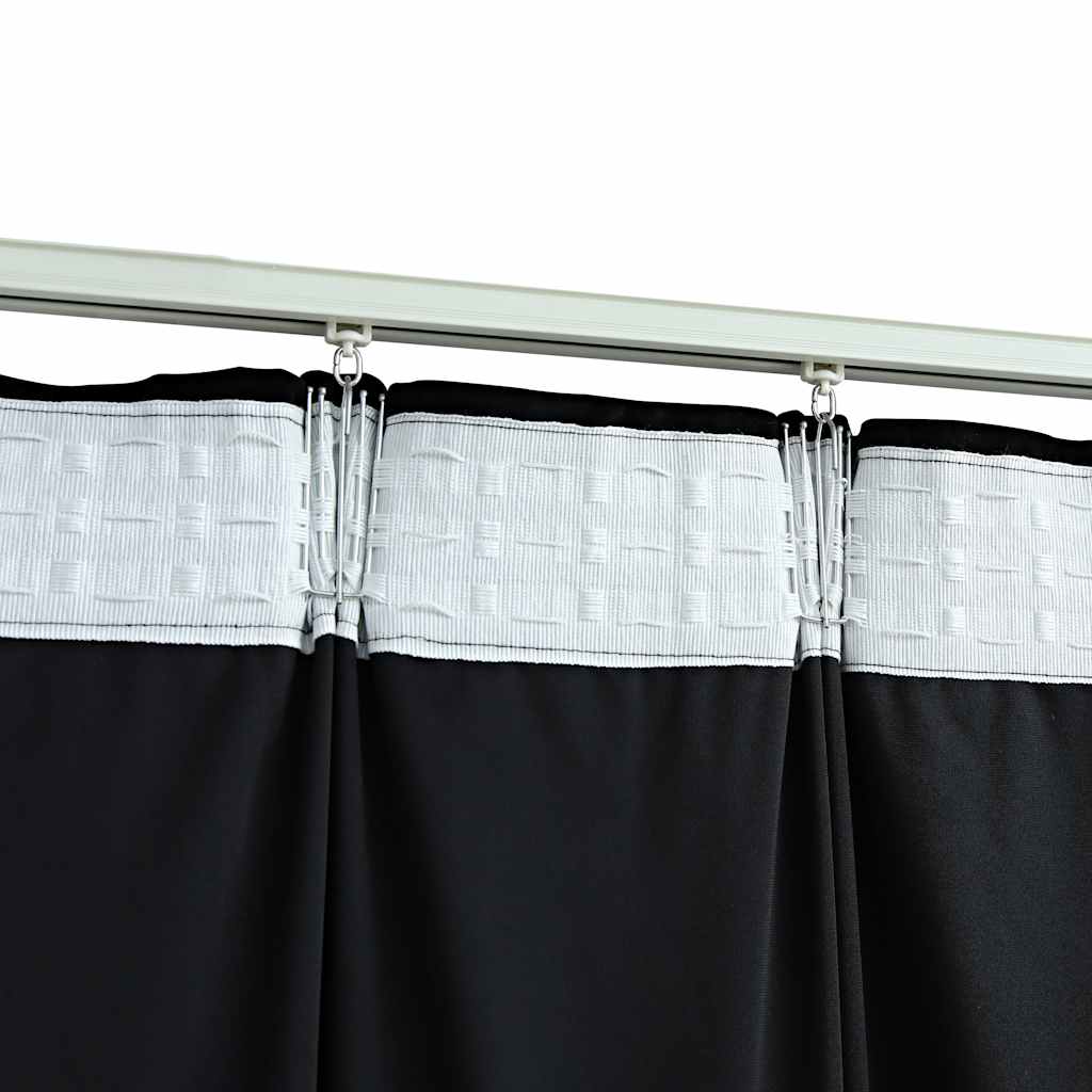 Rideaux occultants à crochets 2 pcs Velours Noir 140x225 cm
